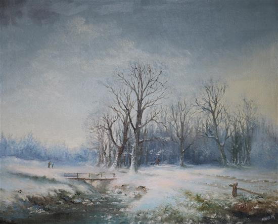 Wheeler, oil on canvas, winter landscape, signed, 50 x 60cm